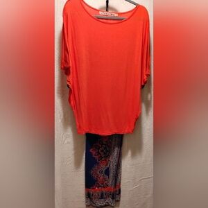 Michael Stars Spring Cantaloupe OS Boxy Fit Slim Arm And Waist Shirt